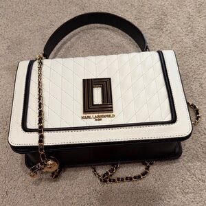 Karl Lagerfeld Black and White Quilted Shoulder Bag